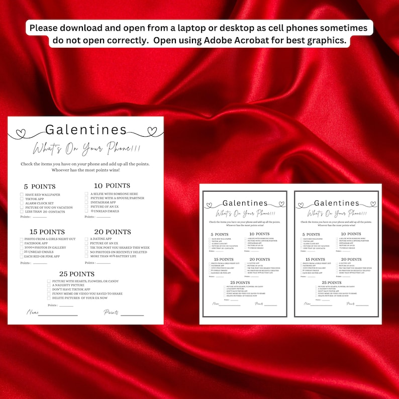 Galentines Girls Night Game What's On Your Phone Instant Download